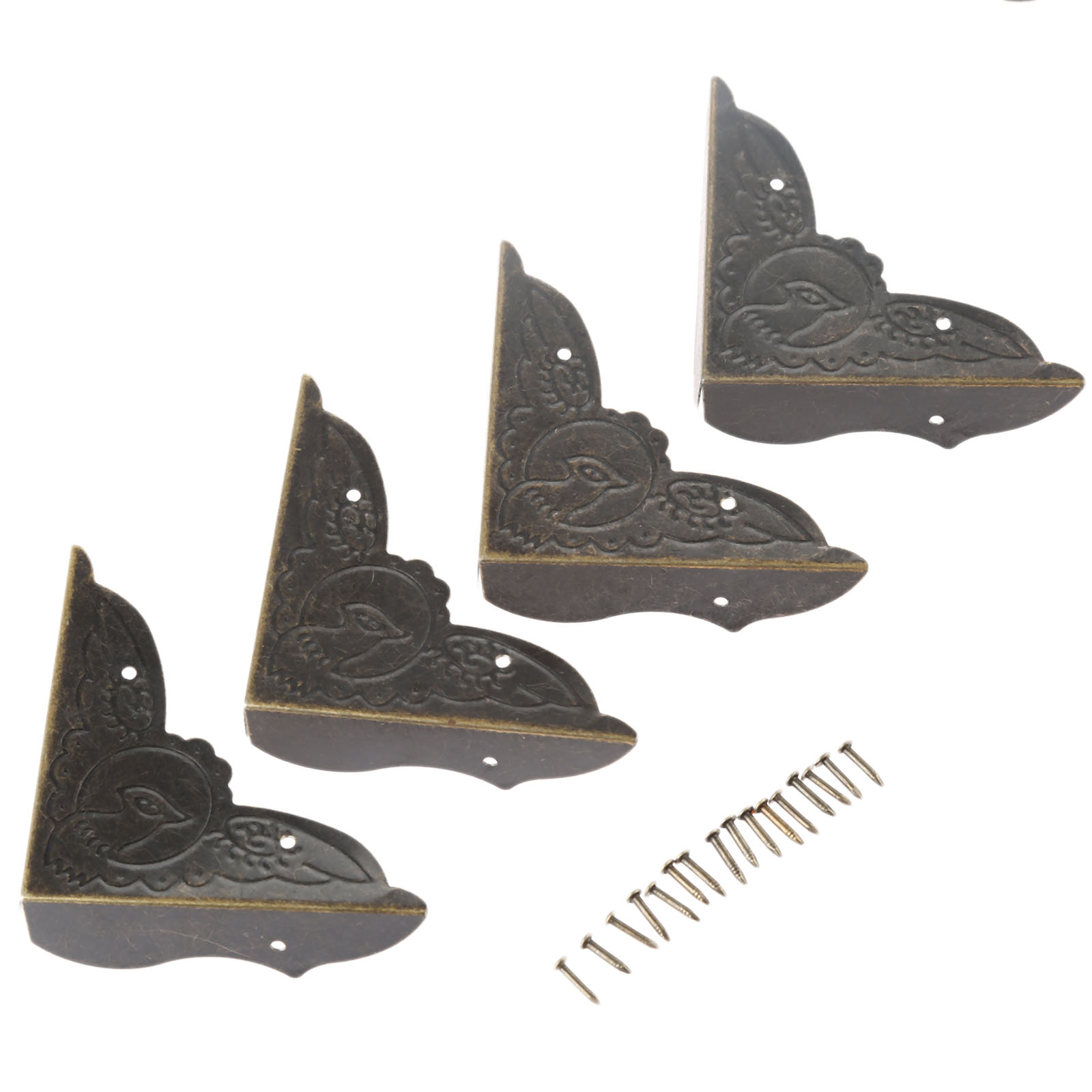 Furniture Hardware Antique - 4Pcs Antique Brass Corner Bracket Jewelry