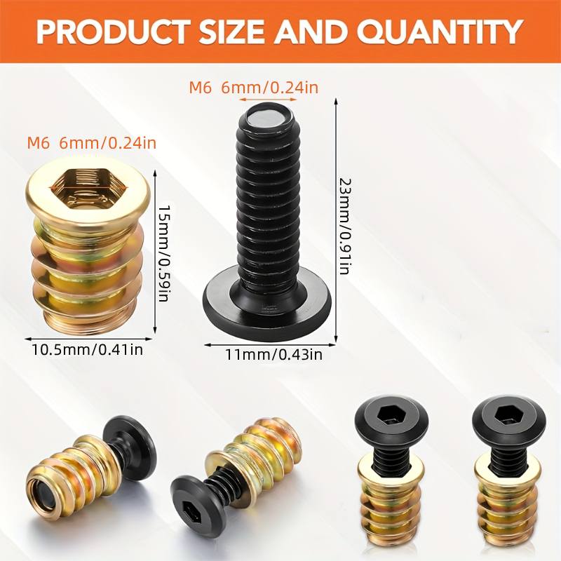 10PCS Nut Threaded Inserts Com - огляд і ціна Furniture Hardware Screws
